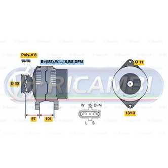 1 - ALTERNATORE 24 V 110A BOSCH / MAHLE FH 1 FM 1