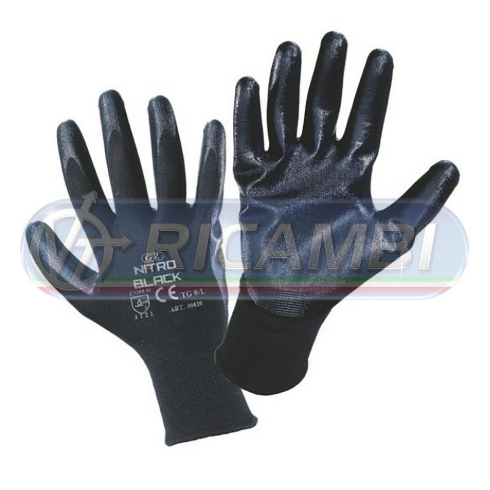 1 - GUANTI POLIESTERE SPALMATI IN NITRILE NERO TG 9
