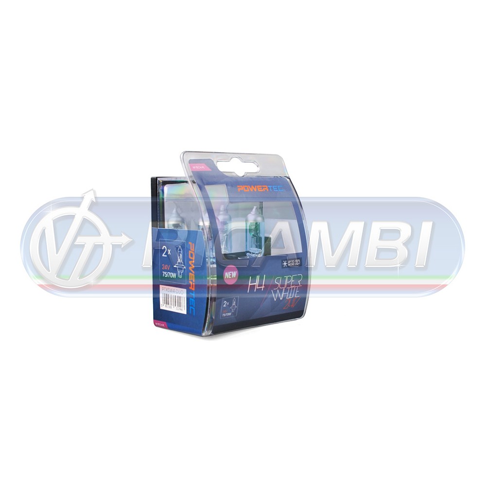 1 - LAMPADINA H4 BLU-XENON 24V 70/75W COPPIA +50%