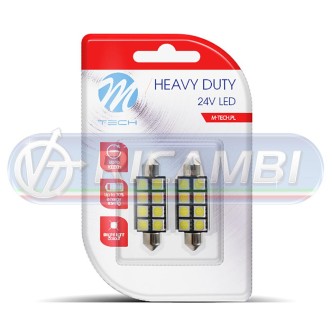 1 - LAMPADINA SILURO 24V 41mm 8 LED CANBUS COPPIA