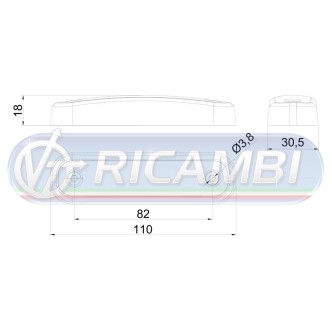 1 - FANALINO INGOMBRO TRASPARENTE STRISCIA A LED ROSSO