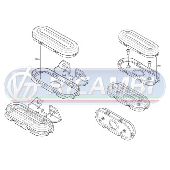 1 - FANALINO INGOMBRO STRISCIA A LED A ELLISSE C/STAFFA ARANCIO