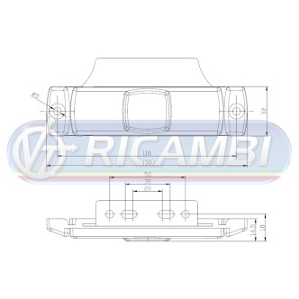 1 - FANALINO INGOMBRO 4 LED CENTRALI 12/24V ARANCIO