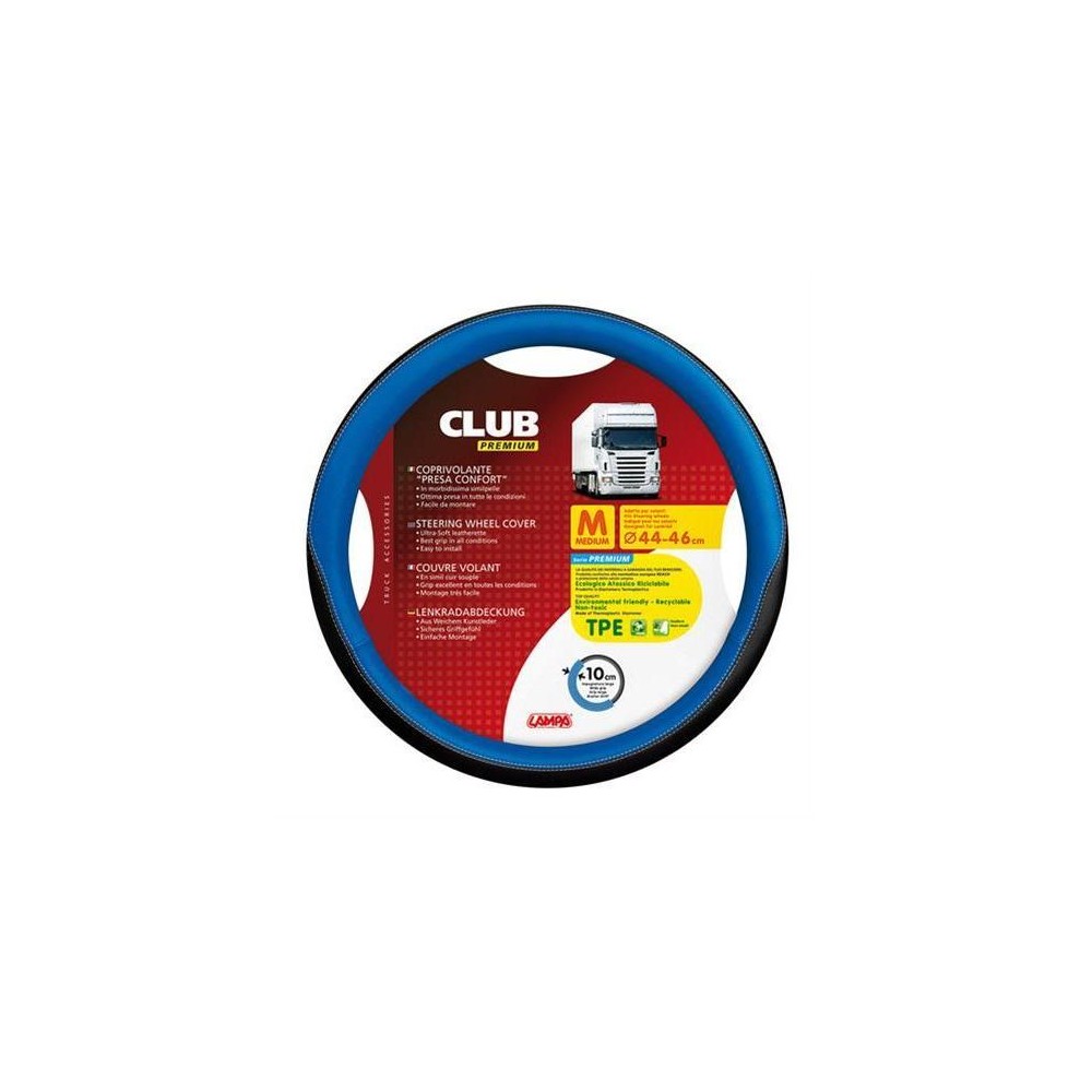 1 - COPRIVOLANTE M 44-46 CM SIMILPELLE NERO/BLU
