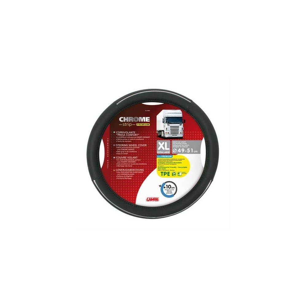 1 - COPRIVOLANTE XL 49-51 CM CHROME ECOPELLE TRAF. NERO