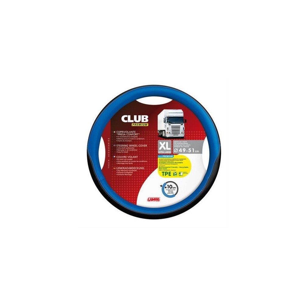 1 - COPRIVOLANTE XL 49-51 CM SIMILPELLE NERO/BLU