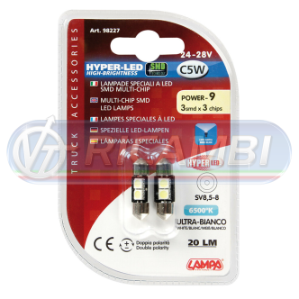 1 - LAMPADINA SILURO 24V 31mm HYPER LED COPPIA
