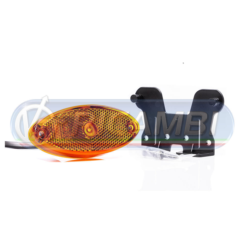 1 - FANALINO INGOMBRO 1 LED OVALE C/STAFFA ARANCIO