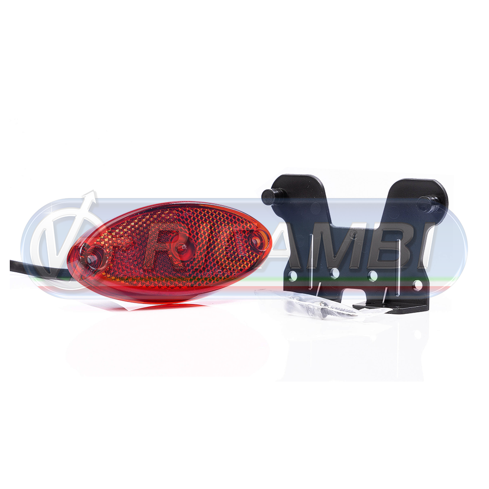 1 - FANALINO INGOMBRO 1 LED OVALE C/STAFFA ROSSO
