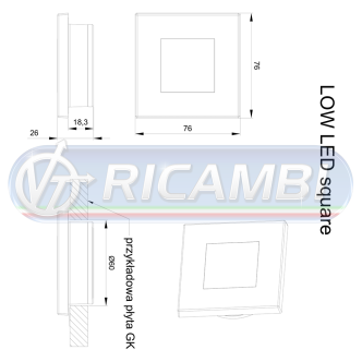 1 - PLAFONIERA A LED QUADRATA 76 MM ARGENTO INCASSO