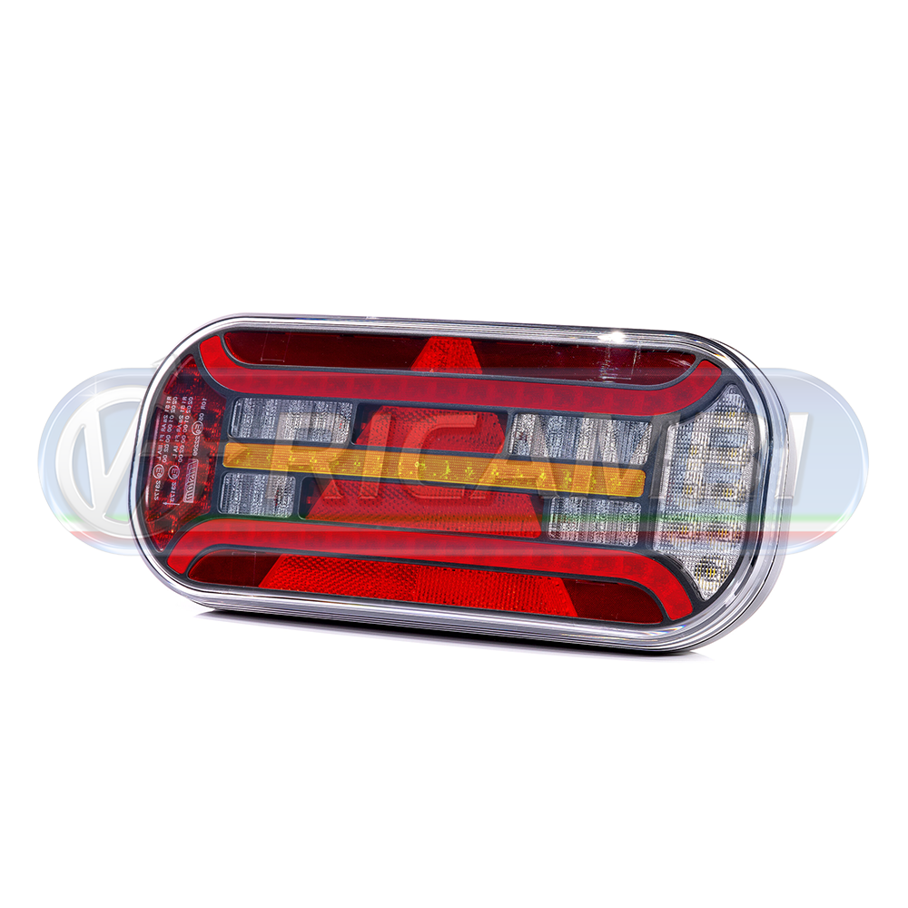 1 - FANALE POST. FULL LED 6 FUNZIONI 12-36V C/RETROMARCIA SX C/CONNETTORE C/TRIANGOLO