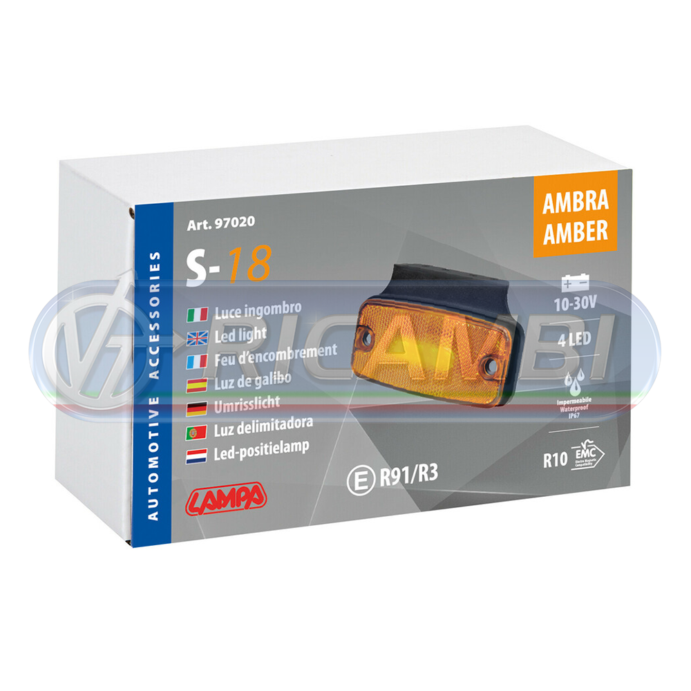 1 - LAMPADA LED LUCE INGOMBRO ARANCIONE A 4 LED 24V