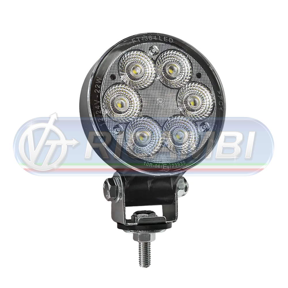 1 - FARETTO DA LAVORO ROTONDO 6 LED 22W 2500 LUMEN