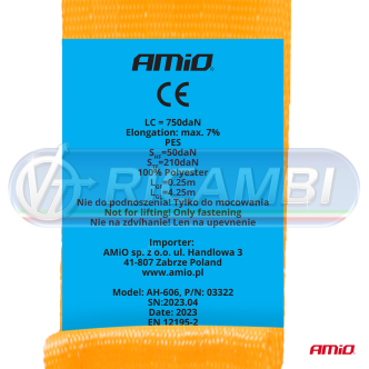 1 - CINGHIA ANCORAGGIO 50mm MT 4,5 1,5T C/RIAVVOLGITORE