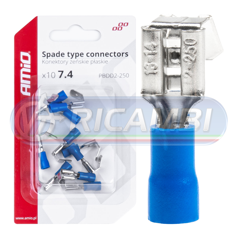 1 - FASTON FEMMINA + SPLITTER 7,4 mm 1,5-2,5 mm2 15A 10 PZI