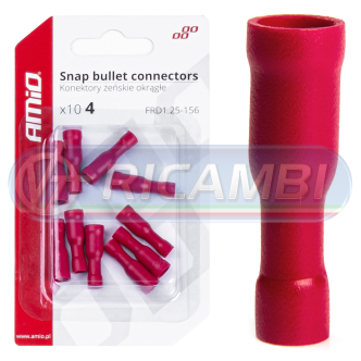 1 - FASTON FEMMINA BULLET ISOLATO 4 mm 0,5-1,5 mm2 10A 10 PZI