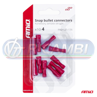 1 - FASTON FEMMINA BULLET ISOLATO 4 mm 0,5-1,5 mm2 10A 10 PZI