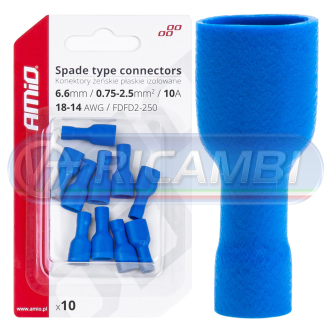 1 - FASTON FEMMINA ISOLATO 6,6 mm 0,75-2,5 mm2 10A 10 PZI