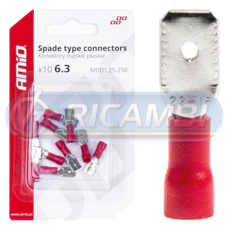 1 - FASTON MASCHIO 6,3 mm 0,5-1,5 mm2 10A 10 PZI