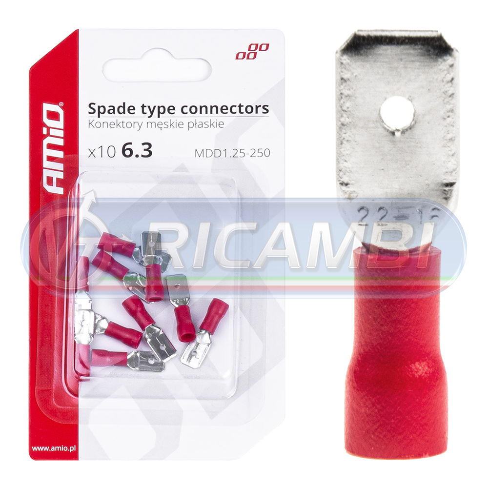 1 - FASTON MASCHIO 6,3 mm 0,5-1,5 mm2 10A 10 PZI