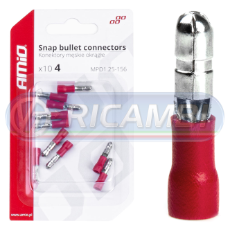 1 - FASTON MASCHIO BULLET 4 mm 0,5-1,5 mm2 10A 10 PZI