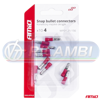 1 - FASTON MASCHIO BULLET 4 mm 0,5-1,5 mm2 10A 10 PZI