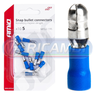 1 - FASTON MASCHIO BULLET 5 mm 1,5-2,5 mm2 15A 10 PZI