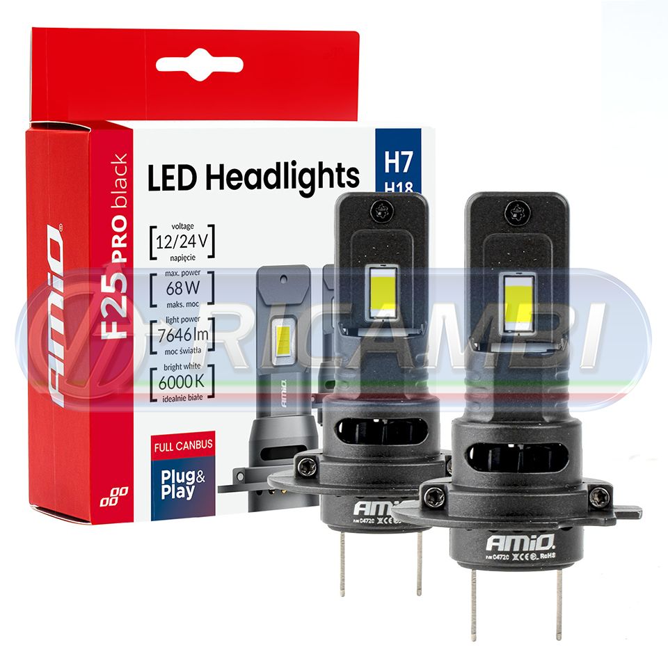 KIT LAMPADINE H7 LED 12/24V 6000K IN COPPIA