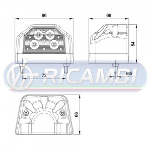 FANALE TARGA LED LARGO COP. ROSSO