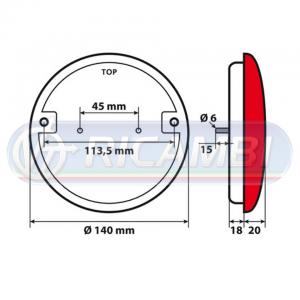 FANALE POSTERIORE TONDO LED D.140 mm