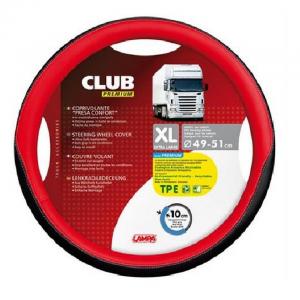 COPRIVOLANTE XL 49-51 CM SIMILPELLE NERO/ROSSO