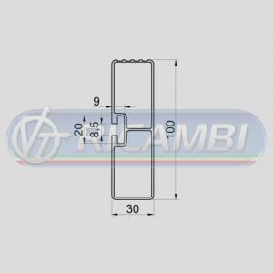 PROFILO PARACICLI ALLUMINIO  100x30 L=3000
